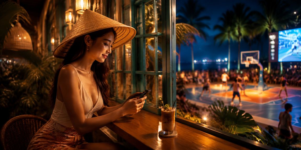 Cá cược bóng rổ tại Phú Quốc với hình ảnh nón lá Việt Nam